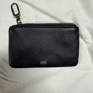 HOBO Black Pebbled Leather Key Pouch with Gold Hardware